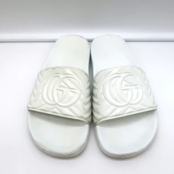 Gucci GG Matelasse Rubber Slide Sandals White Size 36 - Picture 4 of 10